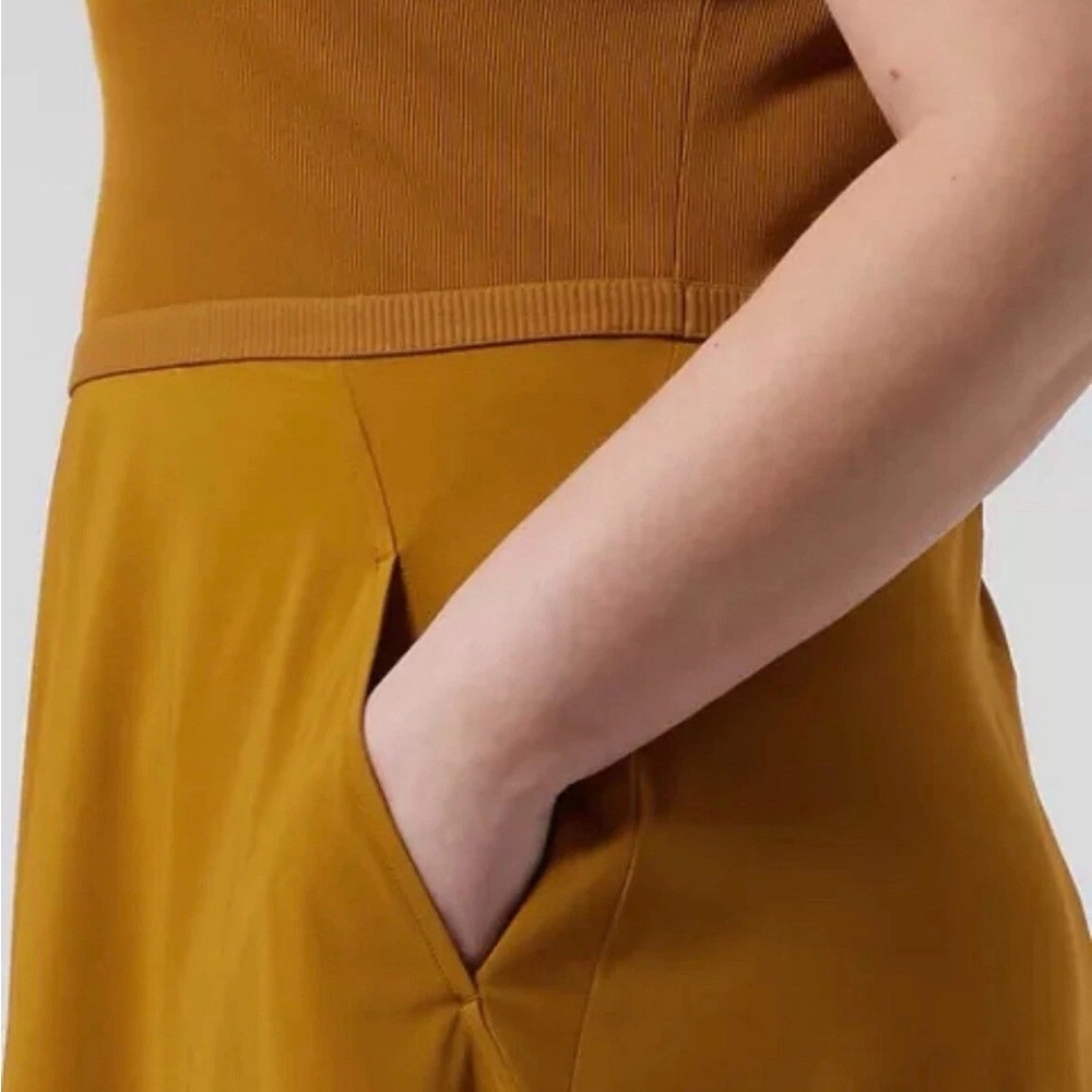 Athleta Ryder Dress Brass Yellow Sleeveless Midi Size Small - Picture 3 of 11